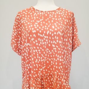 Coral Printed Blouse-Plus